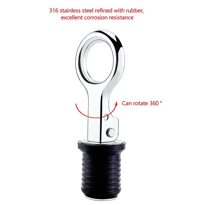25MM Marine Drain Plug Adjustable Snap Tight Stainless Steel Rubber Drain Plugs Speed Boat Kayak Motorboat Hardware Accessories