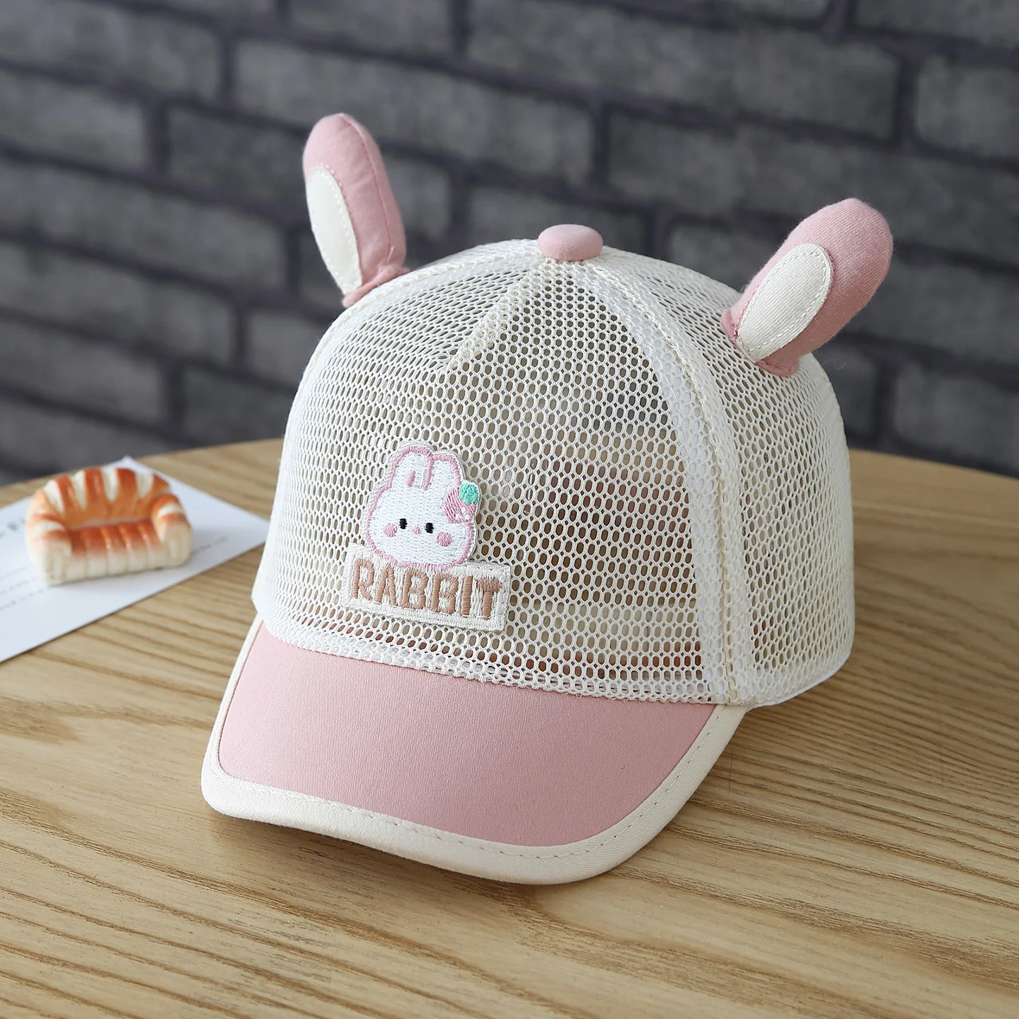 Fashionable and Cute Animal Ears All-Over Net Fabric Breathable Baseball Cap for Summer Outdoor Sun Protection Beanie Hat view 6
