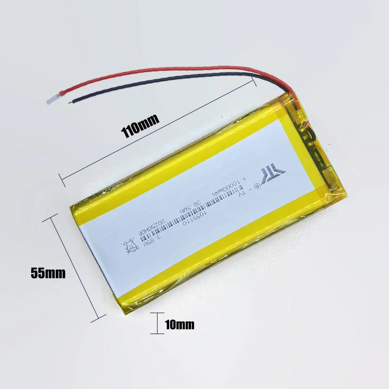 10000mAh 3.7V 3.85V rechargeable Model:1055110  Size:10mm×55mm×110mm  for mobile power banks ，1055110 Polymer lithium battery