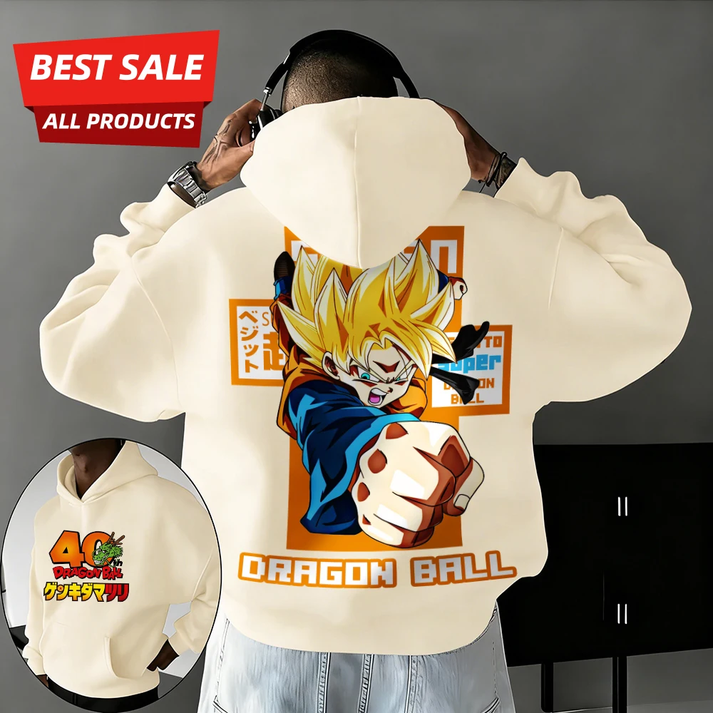 

Новая осенне-зимняя толстовка унисекс 2026 года с принтом аниме Dragon Ball к 40-летию Вуконга, 100% хлопок, большие размеры, для отдыха и уличной моды
