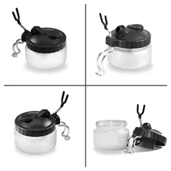 Airbrush Cleaning Kit Clean Pot Jar with Holder and Cleaning Brushes/Needles Double–Ended Brush AirBrush Protection Covers