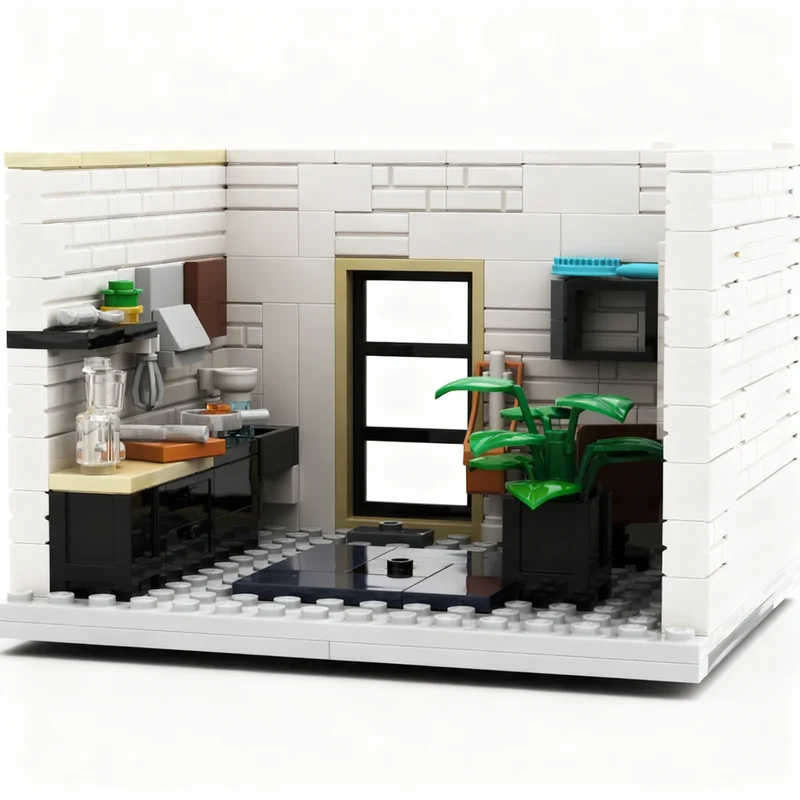 827 Pezzi MOC Paesaggio Urbano Modulare, Modello Studio di Stile, Blocchi da Costruzione Architettonici, Idea Regalo di Natale, Mattoncini Educativi