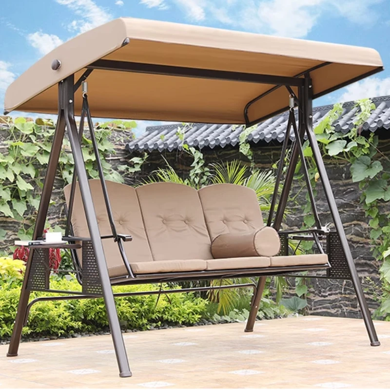 Outdoor Swing Courtyard Glider Outdoor Iron Home Balcony Rattan Chair Leisure Double Cradle Hammock Hanging Basket Rocking Chair