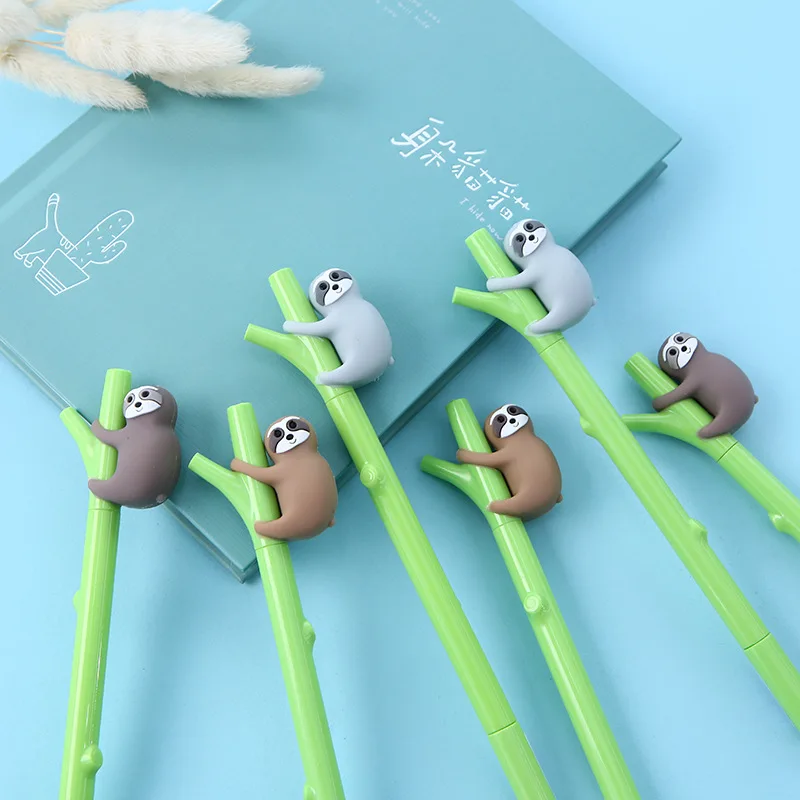 3 pcs/lot 0.5mm Kawaii Sloths Climb Trees Gel Pens Ink Cute Stationery Pen School Office Writing Supplies Accessories