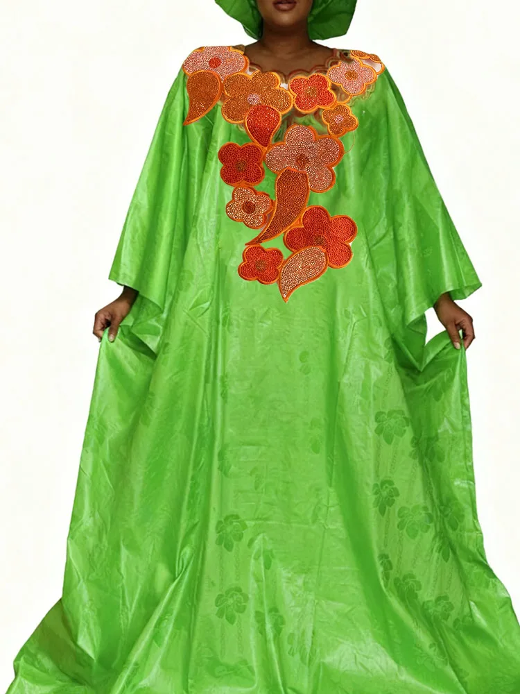 

Элегантные длинные платья Bazin Riche с вышивкой воротника, вечерние платья в африканском Анкаре для свадьбы, вечеринки и особых случаев