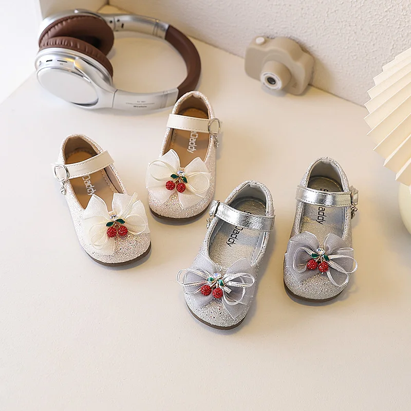 

Girls Elegant Party Leather Shoes New Spring Autumn Children's Leather Shoes Princess Elegant Bowknot Trim Kids Dress Flat Shoes