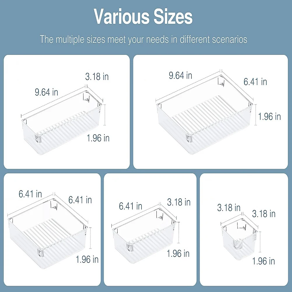 Desk Drawer Organizers Transparent Multifunctional Vanity and Bathroom Drawer Plastic Makeup Storage Drawers Box Organizer Trays