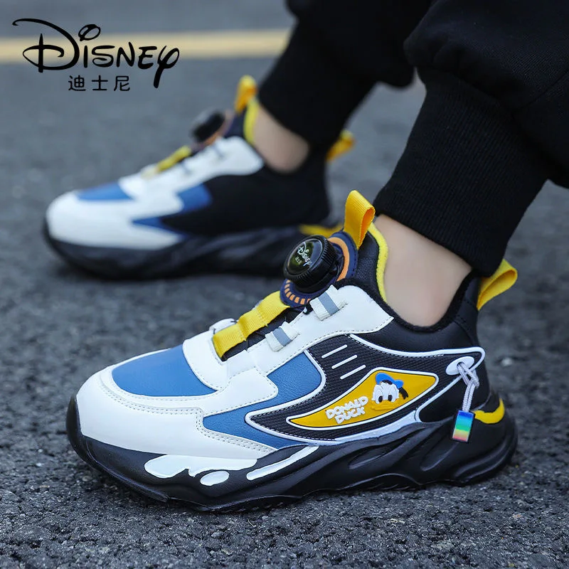 Donald Duck boys' and children's sports shoes with waterproof leather surface, medium and large children's running shoes