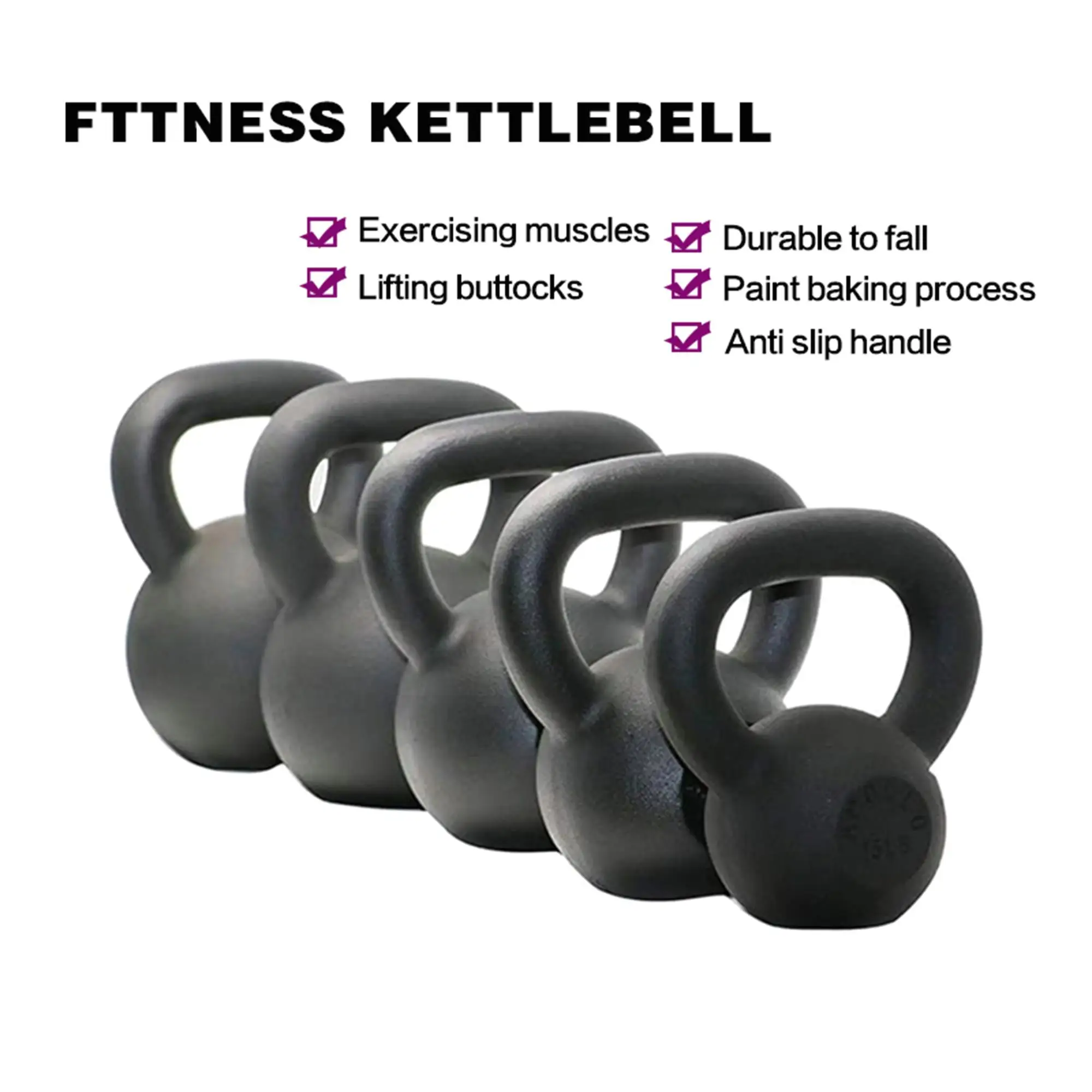 25LB Solid Cast Iron Kettlebell for strength Training & Muscle Building - Durable Fitness Weight