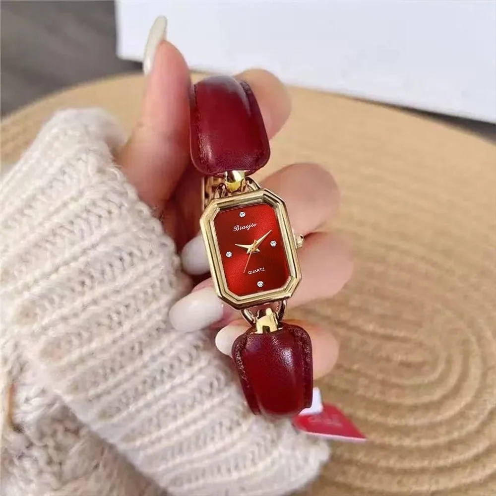 Fashion Leather Strap Watches for Women Elegant Minimalist Quartz Watch Precise Water Resistant Rectangle Wristwatch Female