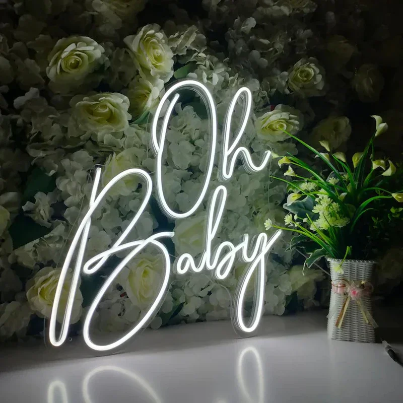 Oh Baby LED Neon Signs LED Wedding Aesthetic Decoration Ambient Lights Party Room Decor Neon Signs Girl Gifts Neon Lighting Sign