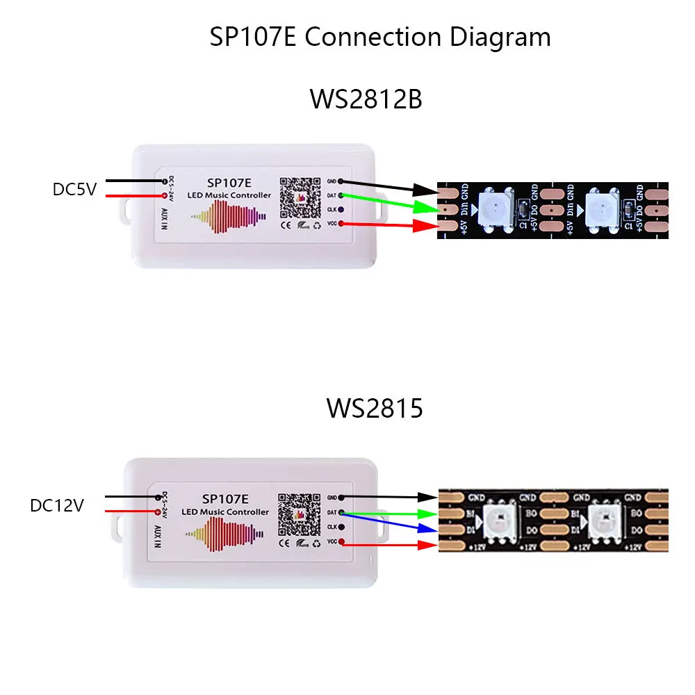 WS2811 WS2813 WS2815 WS2812 WS2812B Led Pixel Streifen SP107E Musik Controller Bluetooth Smart RGB Led Controller DC5V-24V