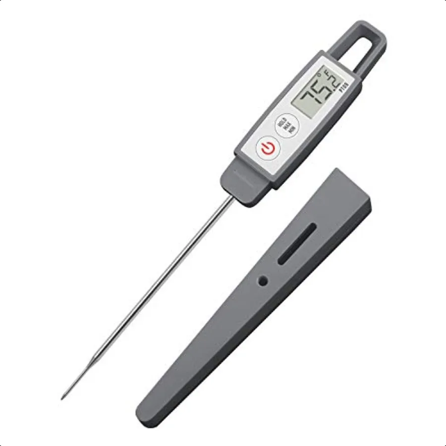 PT09 erQuick Commercial Grade Digital Thermometer for Cooking Meat Candy Candle Liquid Oil 4.5 Compact Probe Splash Proof C F T