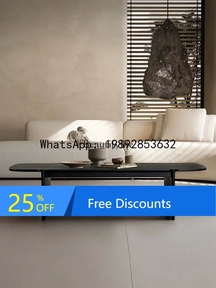 

Nordic minimalist black solid wood tea table wabi-sabi coffee table ash wood