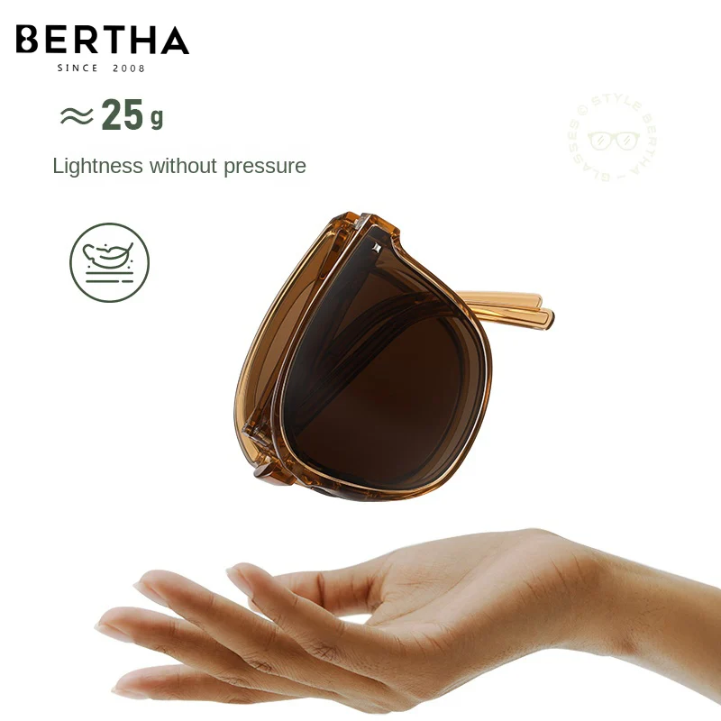 

BERTHA Foldable Men 2023 Trend Sunglasses Women's Advanced Black Big Face Slimming UV Sunglasses Polarized Driving Eyeglass