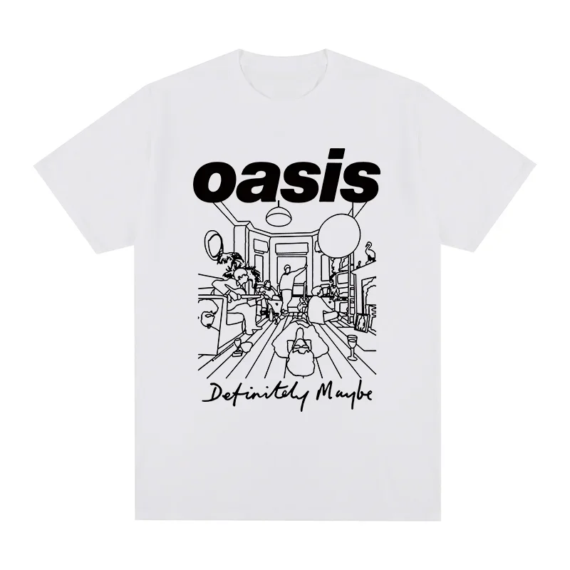 Summer fashion men's T-shirt, Oasis Band logo rock band retro T-shirt, 100% pure cotton casual loose high-quality T-shirt for me