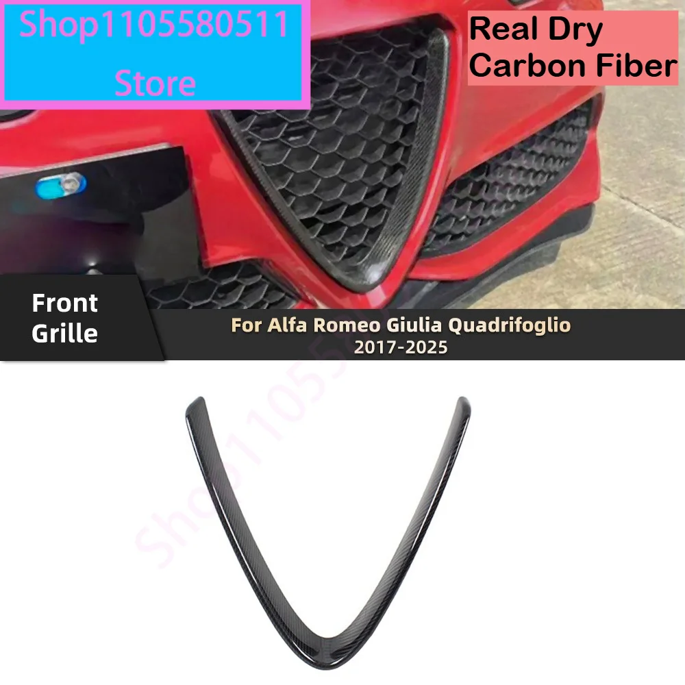 For Alfa Romeo Giulia Sport Quadrifoglio Dry Carbon FIber Car Front Bumper Grille Radiator Grill Strip Trim Exterior Accessories