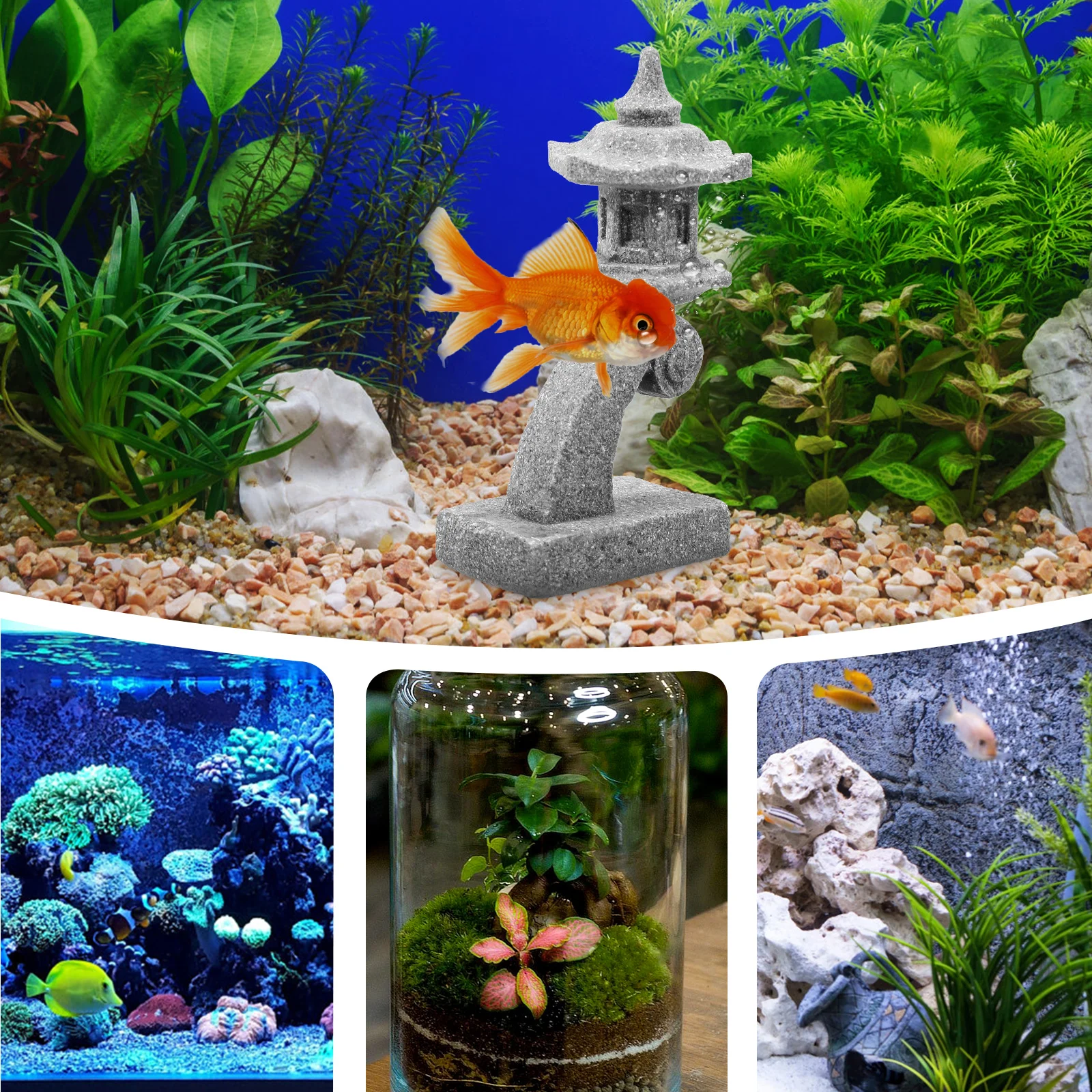 

Japanese Landscape Ornaments Pagoda Statue Resin Mini Garden Decor Bonsai Outdoor Sand Table Micro Landscape Pavilion Desktop