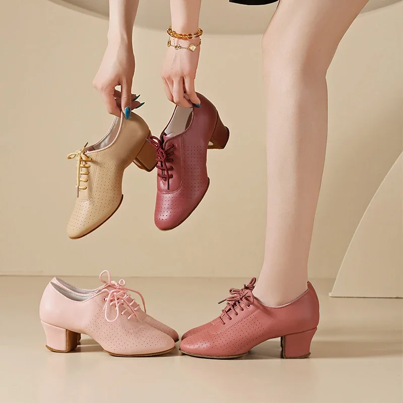 

TWBEB Women Modern Ballroom Dance Shoes Leather Training Dance Sneakers Ladies Woman Tango Latin Dance Shoes Sneakers 3.5/5CM