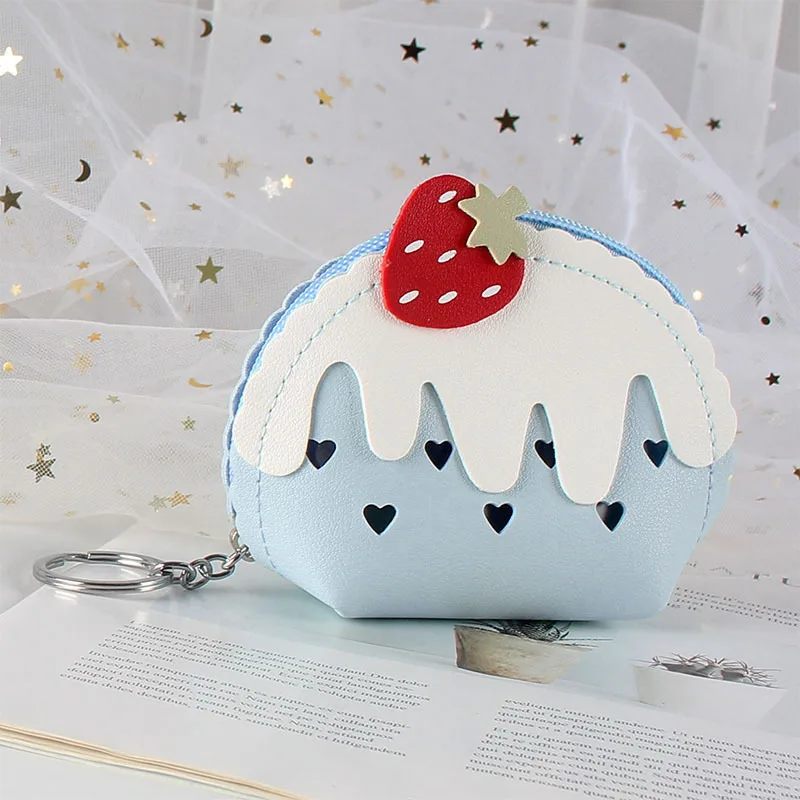 Cute strawberry ice cream mini coin purse, small change purse, women's short zipper wallet view 3