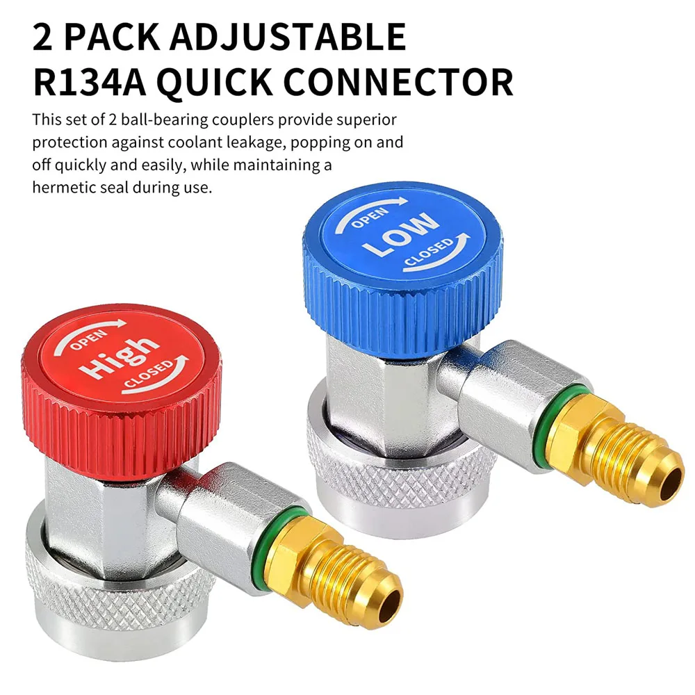 AC Condition Quick Coupler Adapter High Low Manifold Gauge Connector R134A Refrigerant Quick Fitting Air Conditioning Adapter