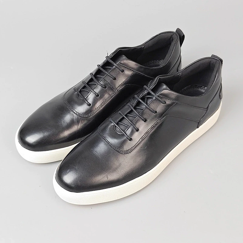 

Классические мужские оксфорды, кроссовки из натуральной кожи, официальная обувь ручной работы на шнуровке для мужчин, повседневная деловая офисная обувь черного цвета
