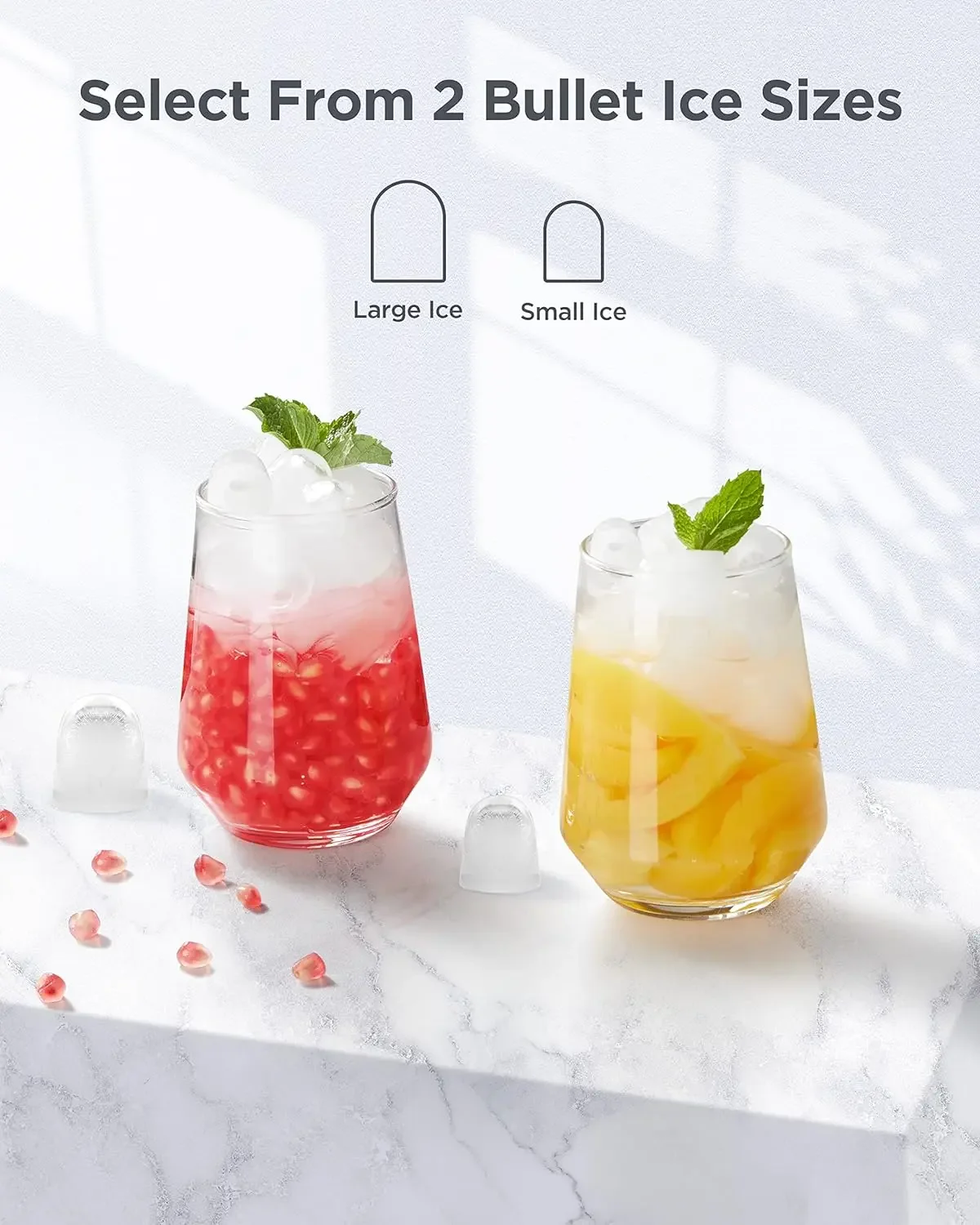 Máquina compacta de hielo autolimpiable para encimera, hace 26 libras de hielo en 24 horas, 9 cubos en solo 6 minutos, incluye hielo