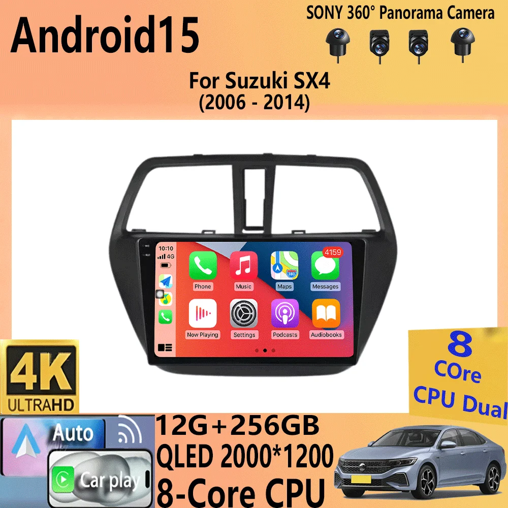 

Android 15 Car Radio For Suzuki SX4 2006-2014 Multimedia Video Player 2 Din 4G WIFI Wireles Carplay Navigation GPS RDS Head unit
