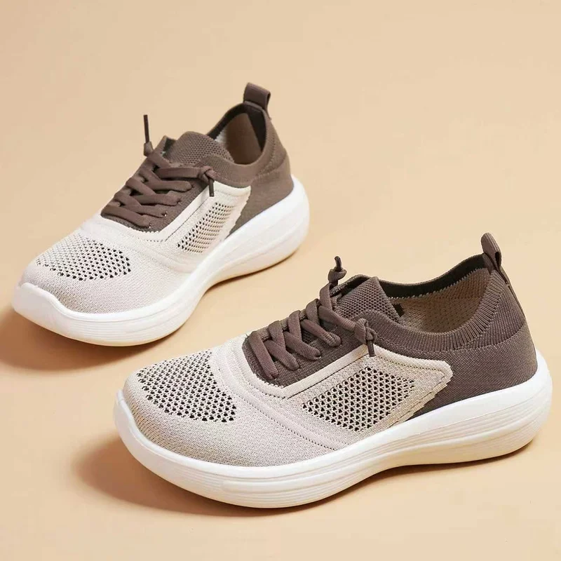 

Women's Shoes New Fashion Sports Comfortable Breathable Casual Outdoor Knit Sneakers Trending Lace-Up Casual Shoes