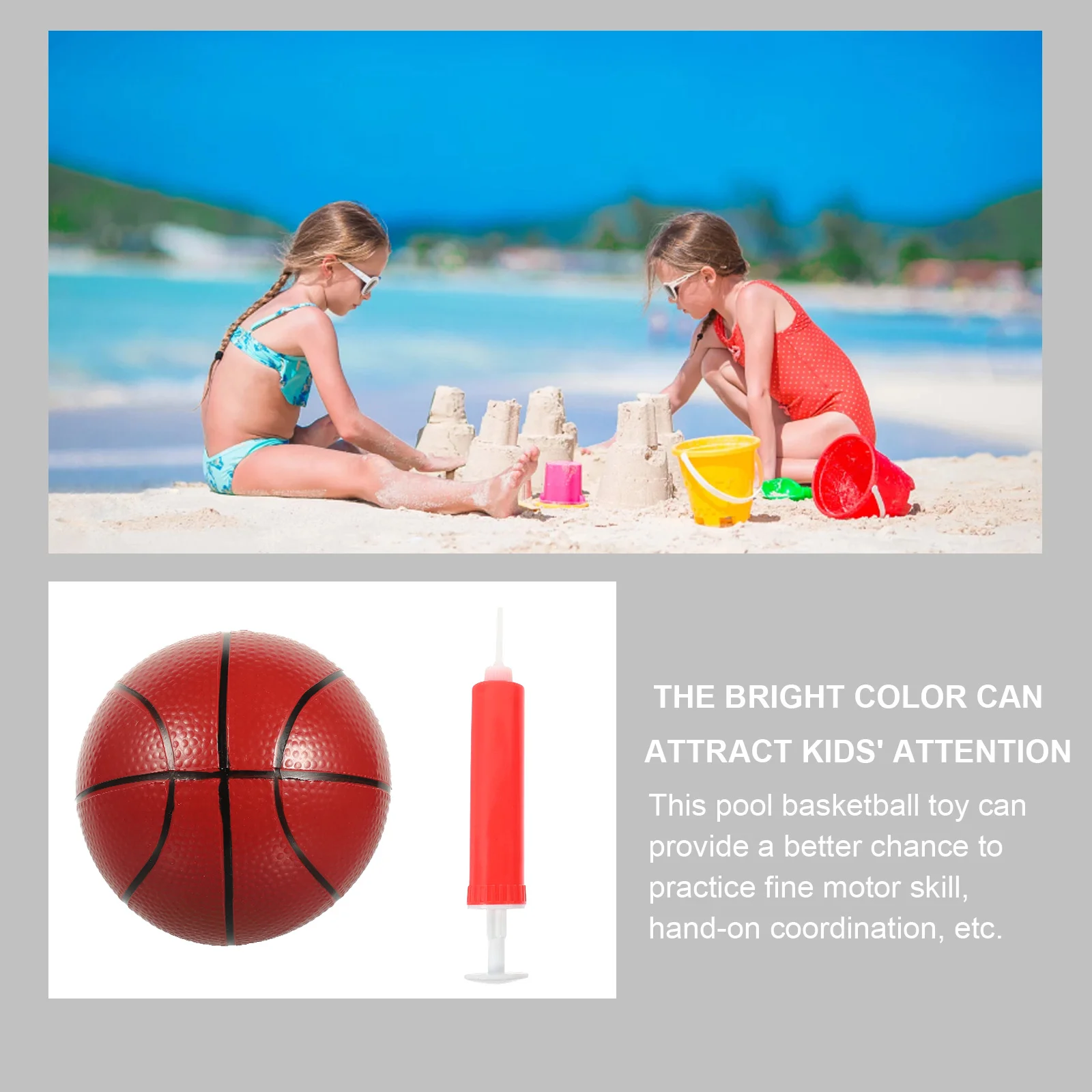 Mini Basketball Kids with Inflation Pump Inflator Swimming Pool Party Football Supplies