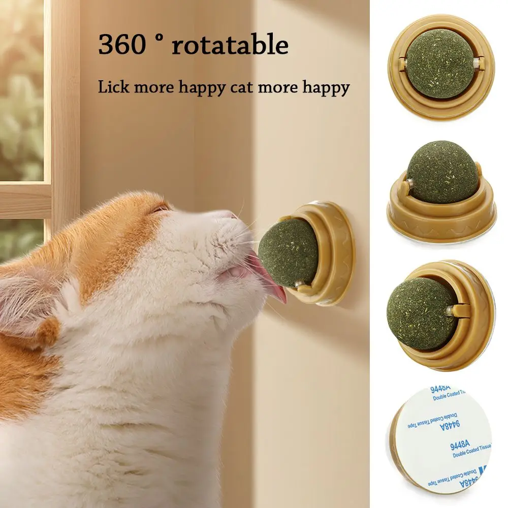 Natural Catnip Cat Wall Stick-on Ball Toy Treats Healthy Natural Removes Hair Balls to Promote Digestion Cat Grass Snack Pet