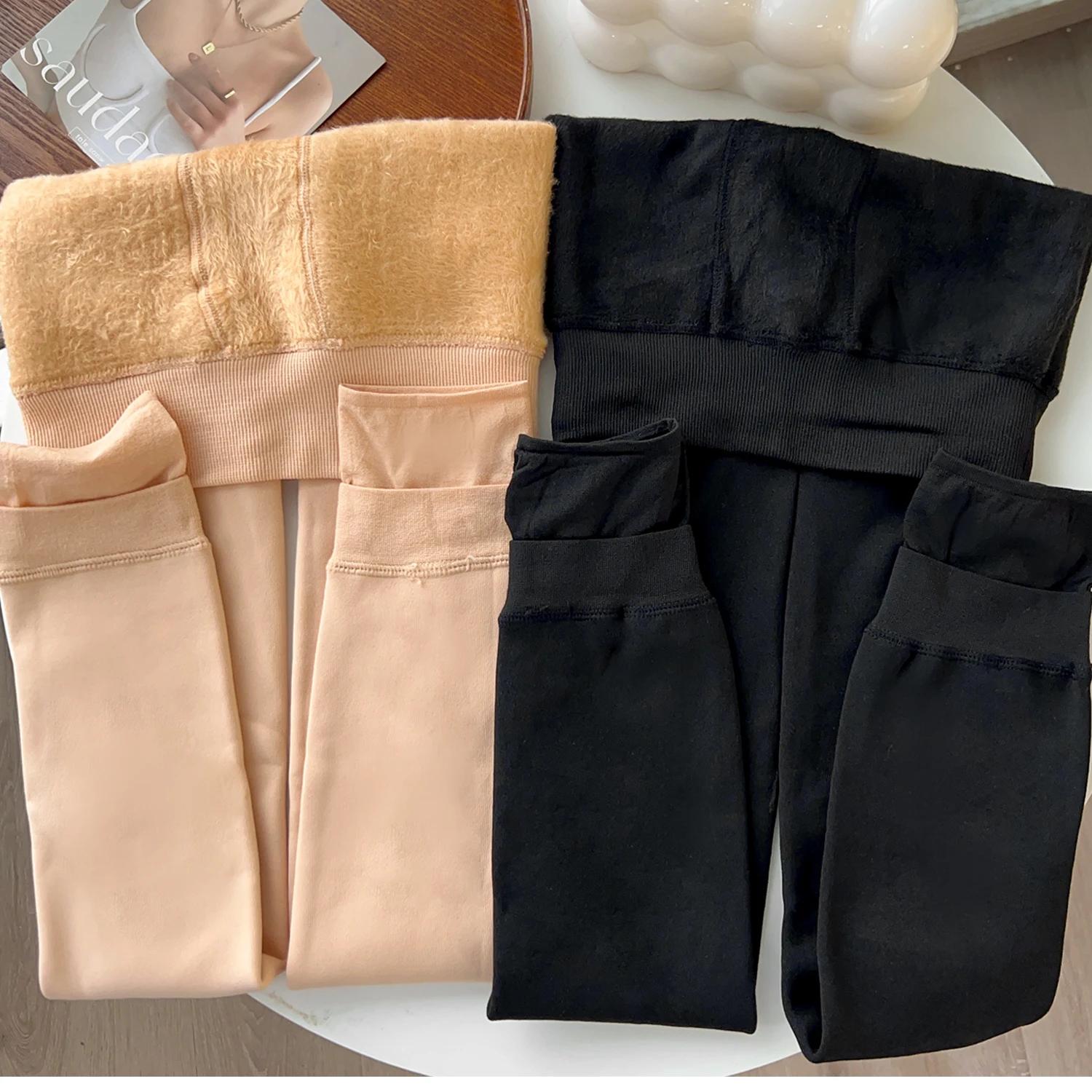 Thicken Warm Tights Winter Women Men Black Skin Color Thermal Pantyhose Comfortable Fleece Plush Stockings Fashion Accessories