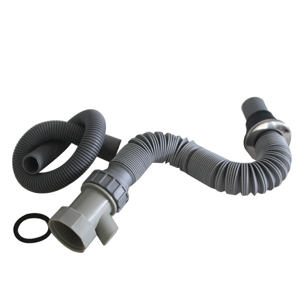 

G1-1/2 Grey PP Sink Drain Pipe With Overflow Flexible Anti For Kitchen Single Tank Basin Sewer Plumbing Fixture
