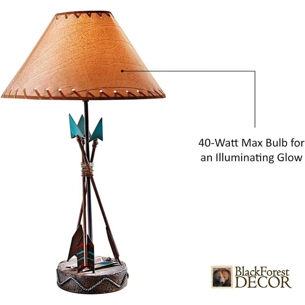مصباح طاولة على شكل سهم جنوب غرب ريفي - 26 مصباح مكتبي بمقصورة مع لمسات فيروزية، طراز جنوب غربي