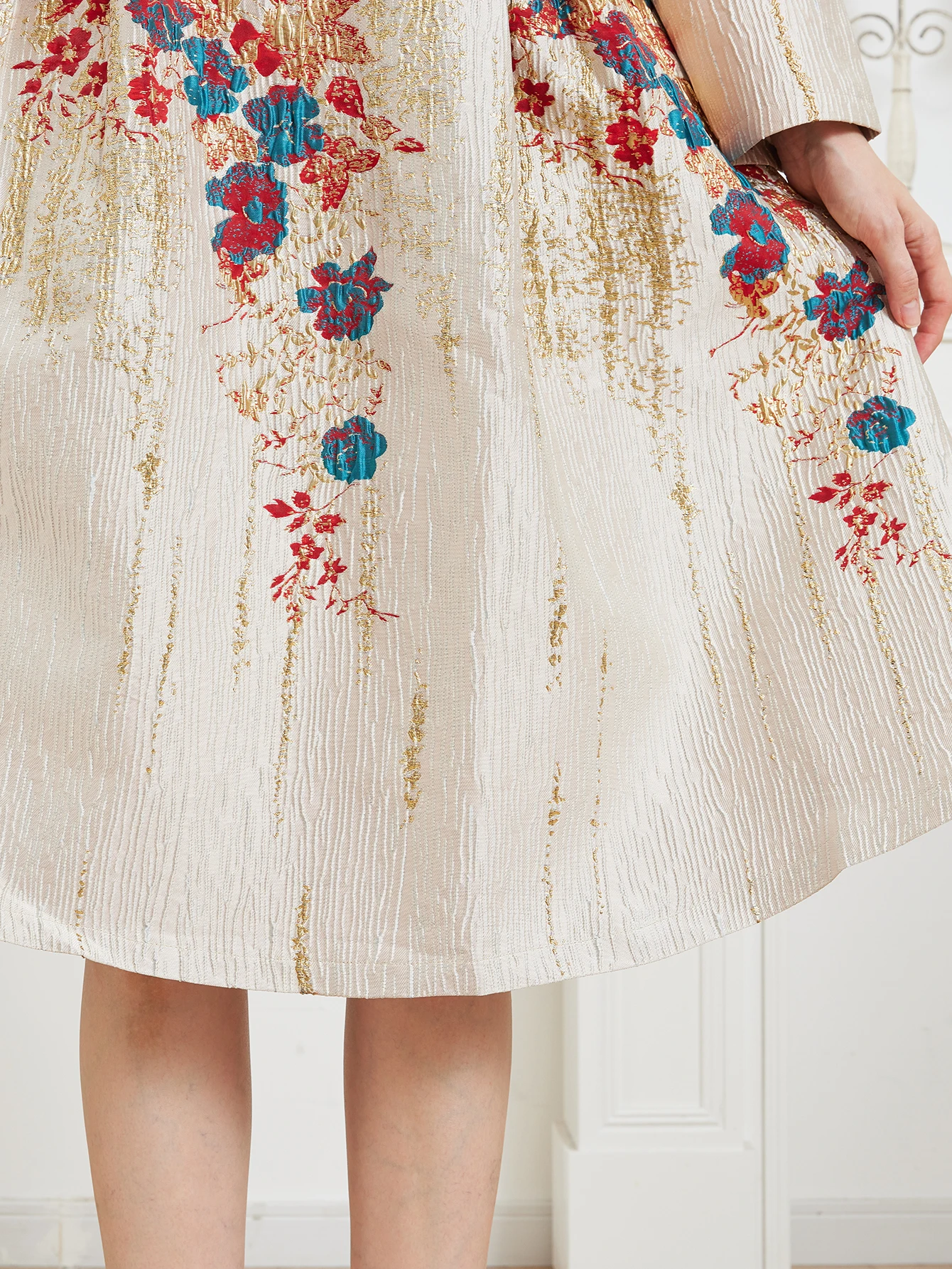 DEVCHATA-Robe de Soirée Vintage en Jacquard pour Femme, Tenue Élégante et Luxueuse à Motif Floral, Vêtement Formel et Éducatif, Nouvelle Collection