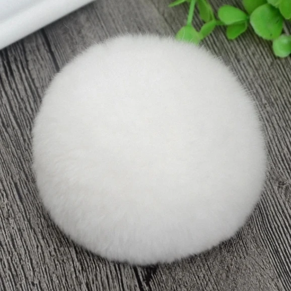 8cm Nature Genuine Rabbit Fur Ball Pom Pom Fluffy DIY Winter Hat Skullies Beanies Knitted Cap Pompoms F001-white