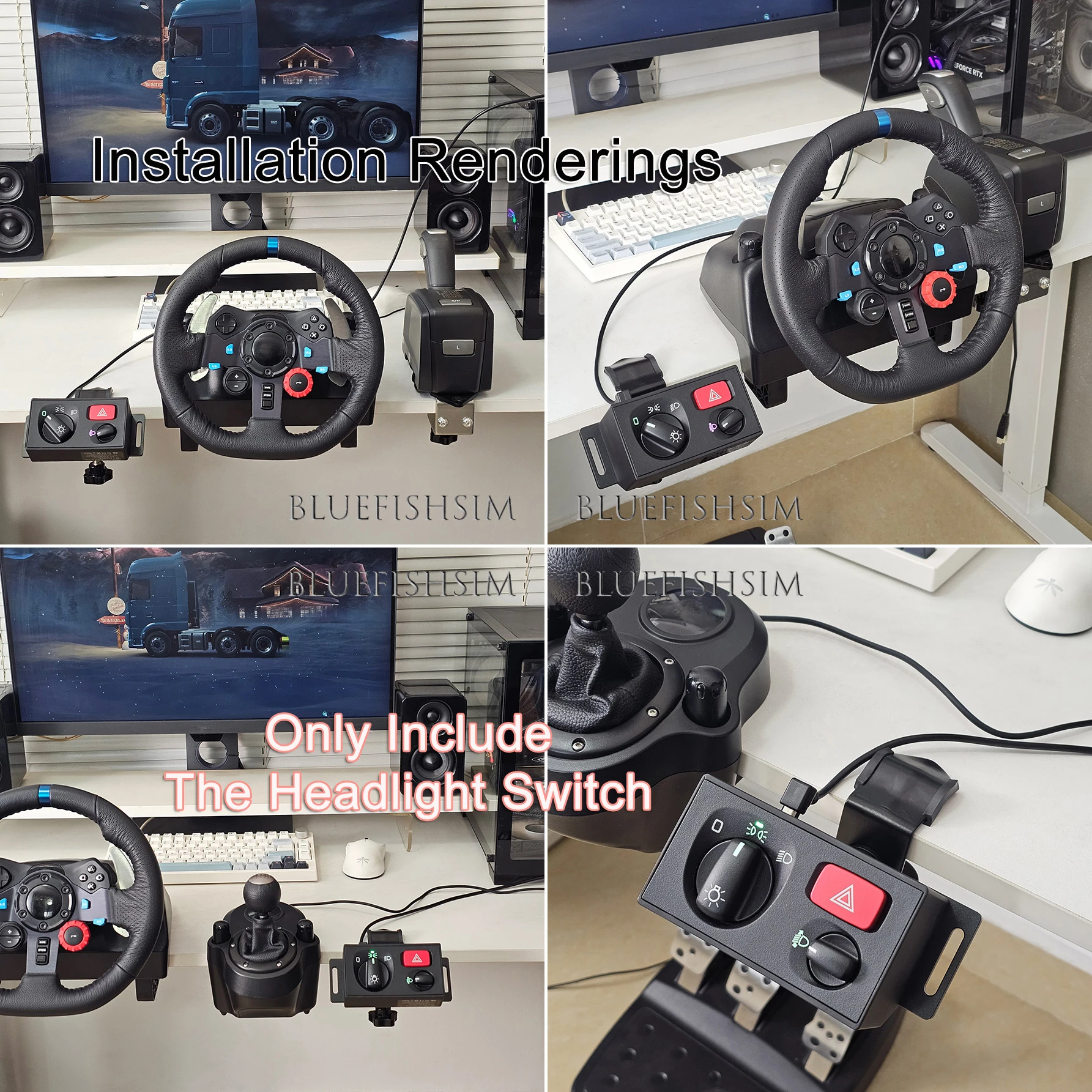PC USB Scheinwerferschalter-Hub für ATS ETS2 CTS Euro Truck Simulator 2 für Logitech G29 G27 G923 Thrustmaster T300RS/GT PXN MOZA R3 – Detail 6