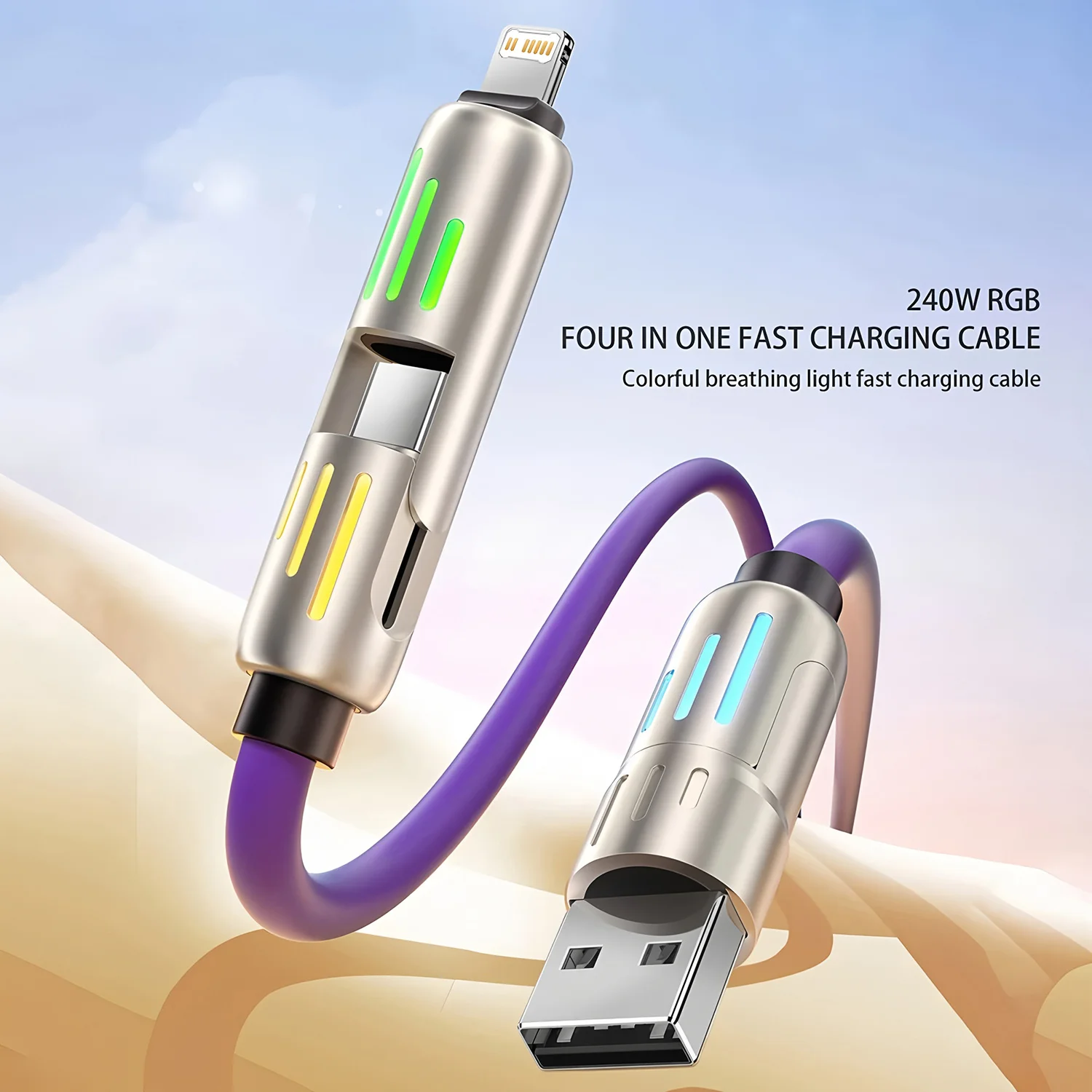 4-IN-1 240W USB Type C To USB C Cable PD Fast Charger Wire For iPhone 17 Pro Max 17 iPad Xiaomi Samsung Tablet USB C Data Cord