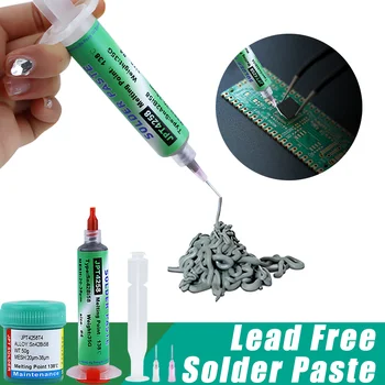SMD 무연 용접 페이스트, 138 ℃ 저온 주사기, 전화 부품 수리용 솔더 페이스트 없음, Sn42bi58