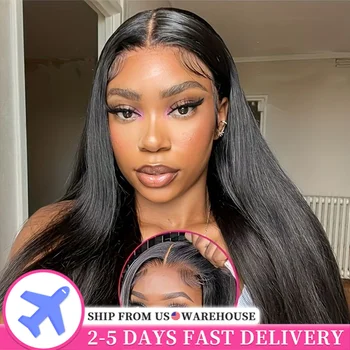 باروكة برازيلية مستقيمة منتوفة مسبقًا للنساء ، باروكات شعر بشري حقيقي ، جاهزة للارتداء والرقص ، بدون غراء ، 6x4