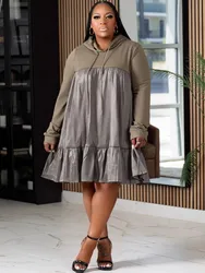 L-5XL Plus Size Clothes Dresses Women Robes 2025 Spring Autumn Long Sleeve Street Style Casual 3XL 4XL Big Size Dress Oversized