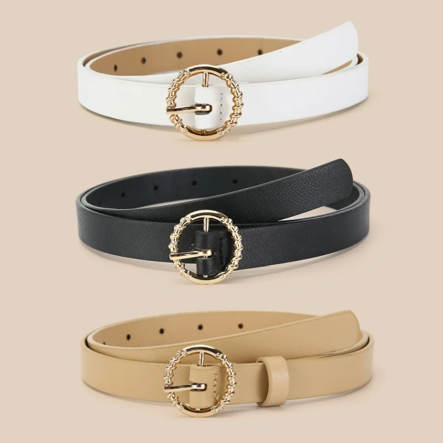 1pc New Women's Belt Trend Gold Round Button Belt Personalized Decoration Paired with Long Pants Jeans Belt Soft and Belt