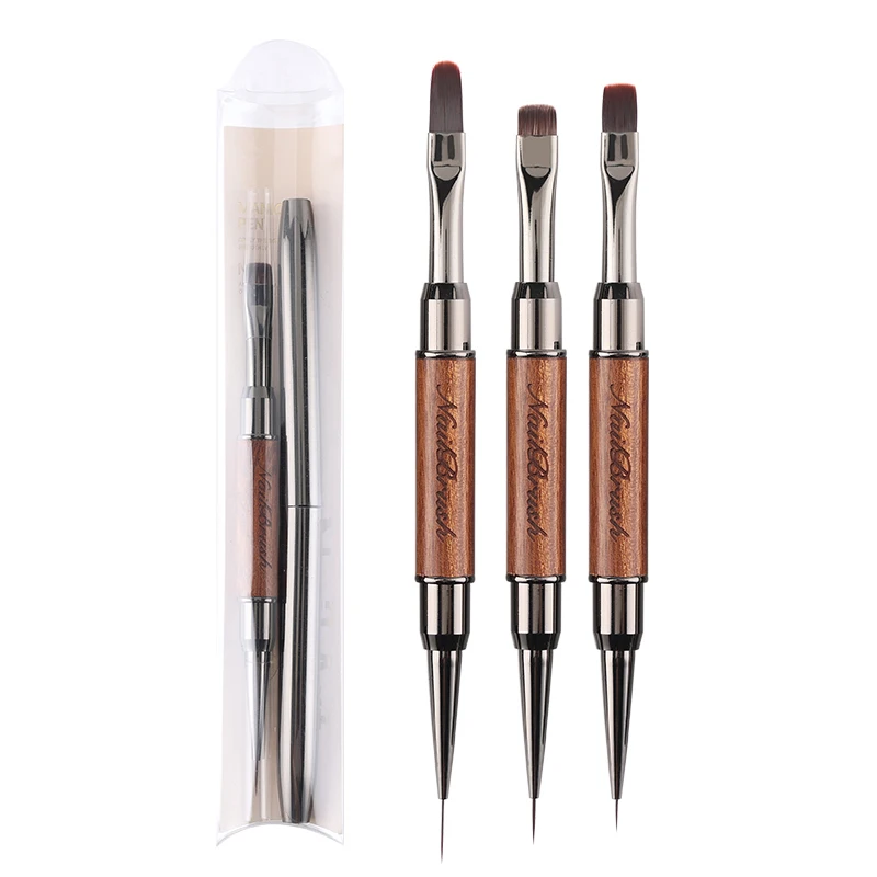 Sweet-Z-Juego de brochas para decoración de uñas, 3 uds., delineador de Gel UV, pluma de dibujo doble, pegamento suave, pluma de fototerapia, herramientas para uñas