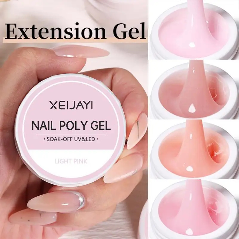 Soak Off UV LED Jelly Extension Nail Gel Multicolour Milky White Clear Pink Modeling Carving Glue Nail Salon DIY Manicure