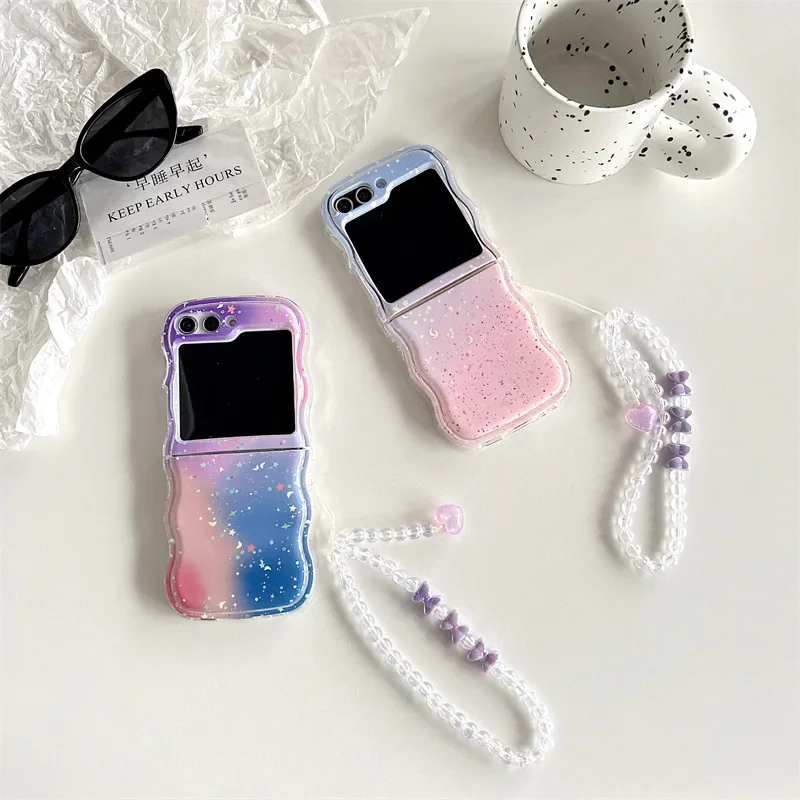 เคสโทรศัพท์ Star Moon สำหรับ Samsung Galaxy Z flip 6 5 4 3ฝาหลังป้องกันสำหรับ ZFlip4 ZFlip5 ZFlip6เคสผิวนอก