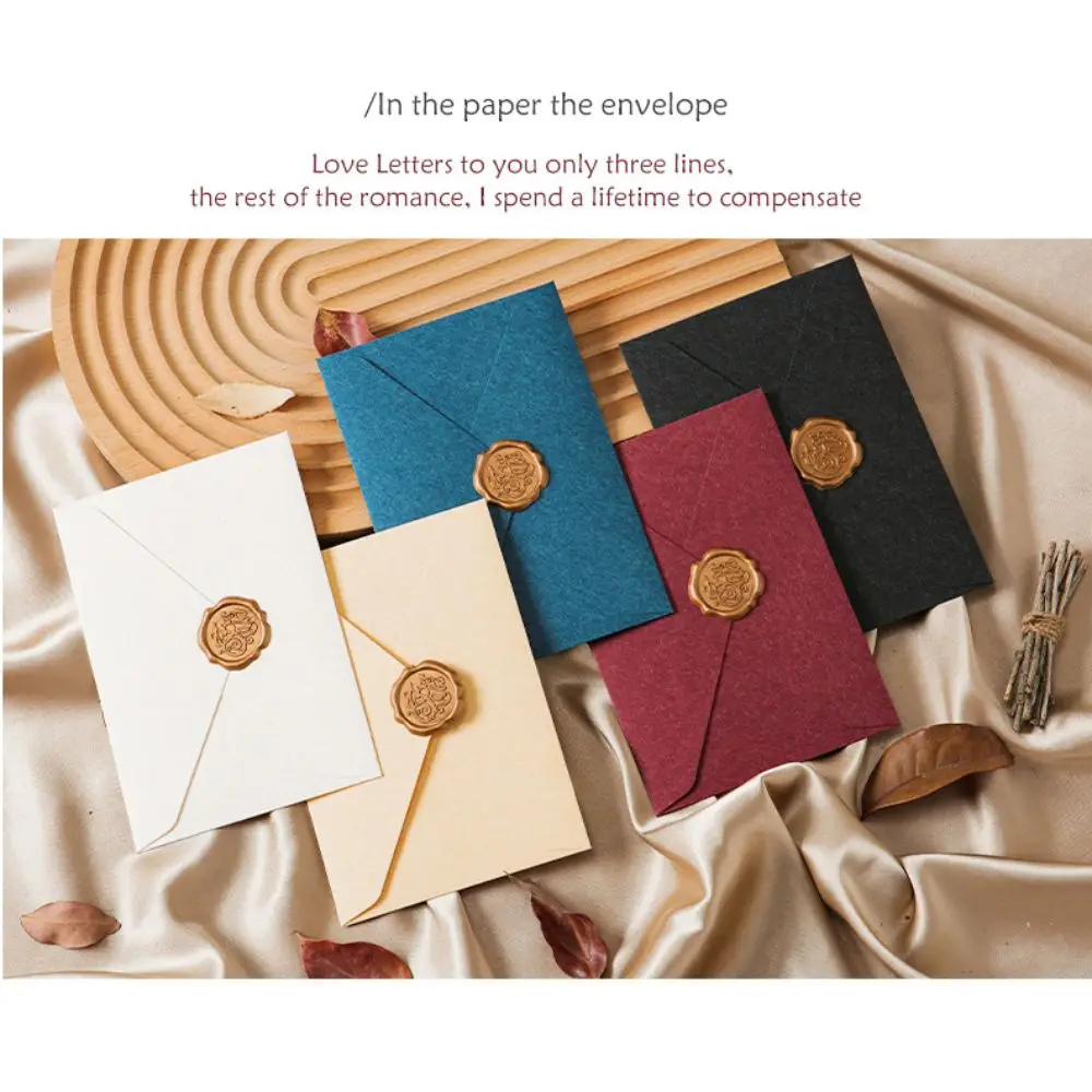 10pcs Vintage Envelopes Set Invitation Card Bronzed Seal Blessing Thank Envelope Nostalgia Art Romantic Retro Greeting Card