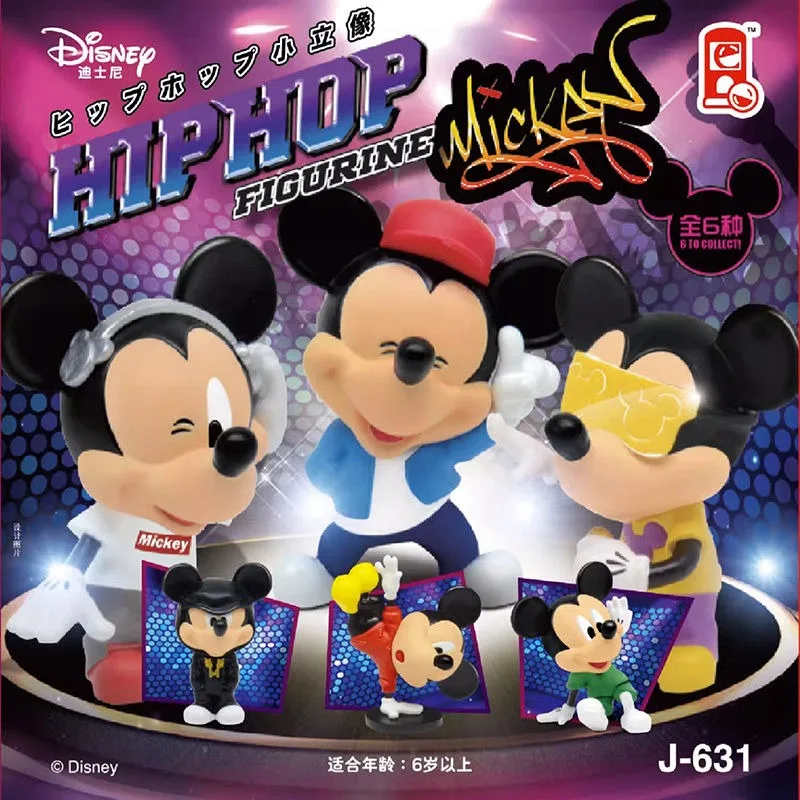 Disney Cartoon Peripherals Mickey and Minnie Hip Hop RAP Anime Doll Desktop Ornaments Mickey Mouse Gacha Blind Box Surprise Gift