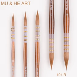 High Quality Kolinsky Sable Hair Mixed Watercolor Painting Brush Mop Hook Pen Round Head Brown Wooden Handle 101R MU HE ART
