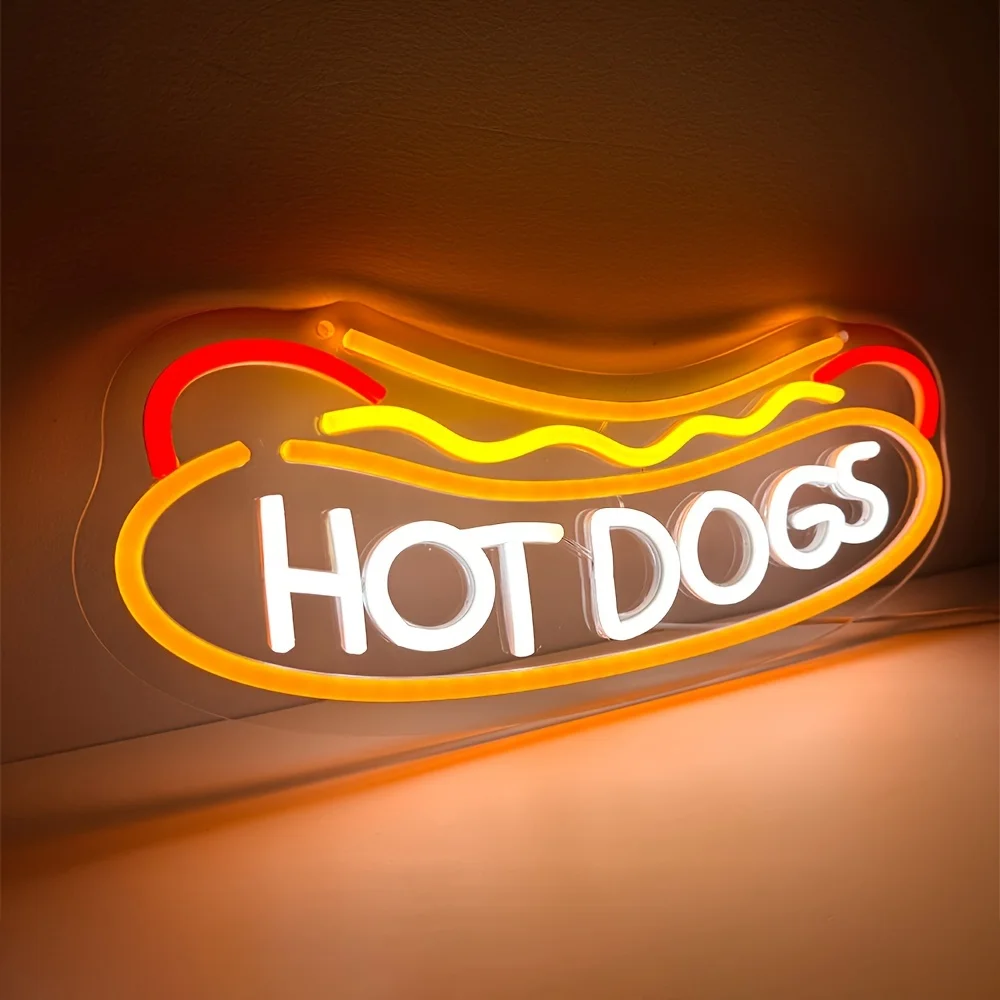 HOT DOGS Neon Signs for Wall Decor Neon Lights for HOT DOGS Shop Led Business Signs Suitable for Fast Food shops