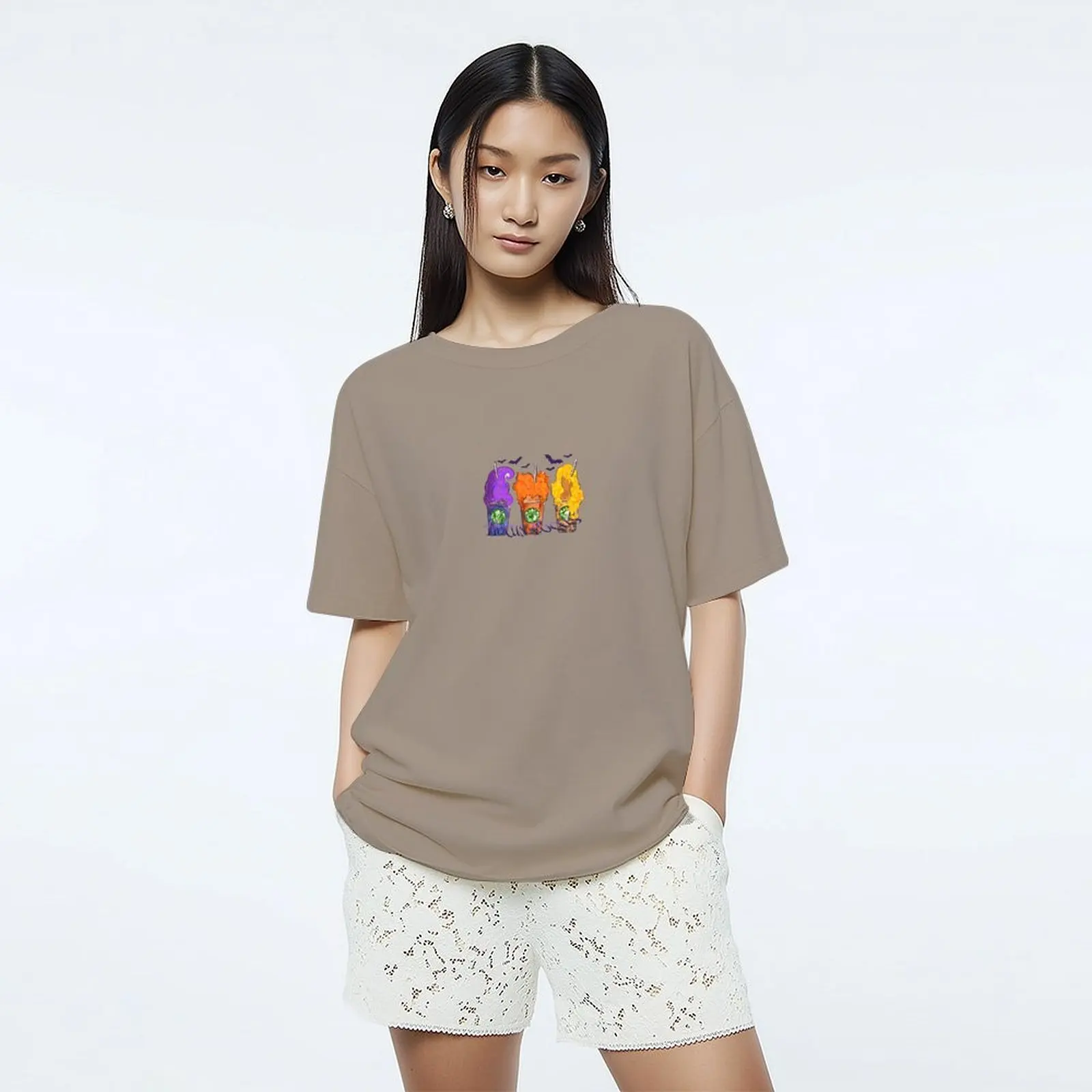 

Women's Halloween Short Sleeve Top Breathable Cotton T-shirt Casual Top For Summer Spring Tops Korean Women's Clothing